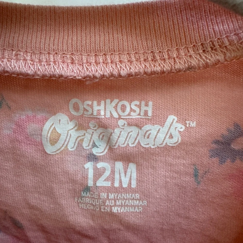 NWOT Oshkosh Originals 12M Girls Pink Floral Short Sleeve Tee Blouse